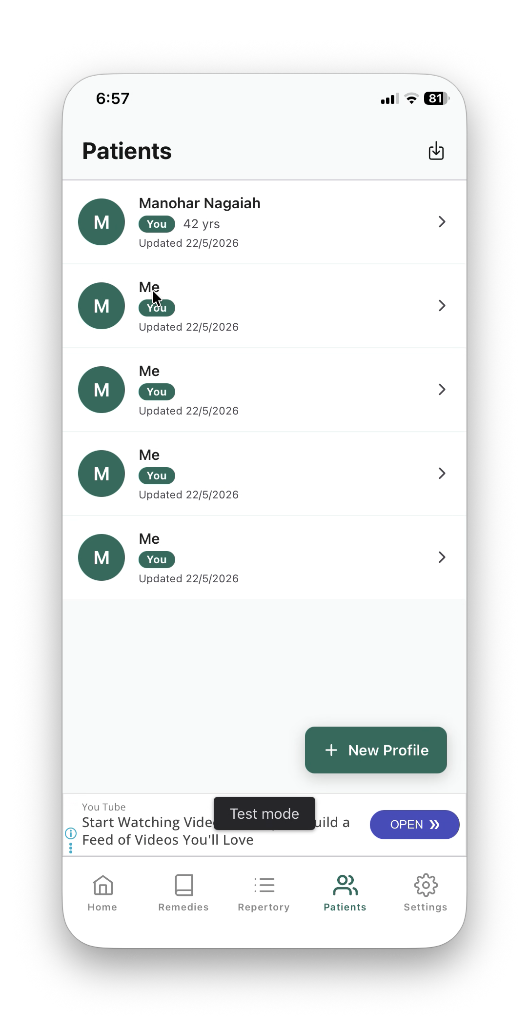 Patient list — fully offline, optional Drive backup